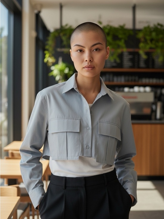 Zara Jackets & Blazers - Zara Cropped Utility Jacket in Light Gray